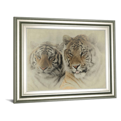 Classy Living Mystic Tigers Wall Art 26x22in | Traditional Graphic Art on Paper in Silver Serenity MDF Frame | Living Room & Office Decor | 1 | Model 8629