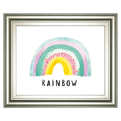 Classy Living Rainbow Joy 26x22in Wall Art | Contemporary Pastel Rainbow on Paper in Silver Serenity MDF Frame | Nursery & Playroom Decor | 1 | Model 8630