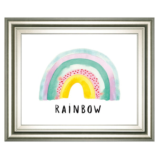 Classy Living Rainbow Joy 26x22in Wall Art | Contemporary Pastel Rainbow on Paper in Silver Serenity MDF Frame | Nursery & Playroom Decor | 1 | Model 8630