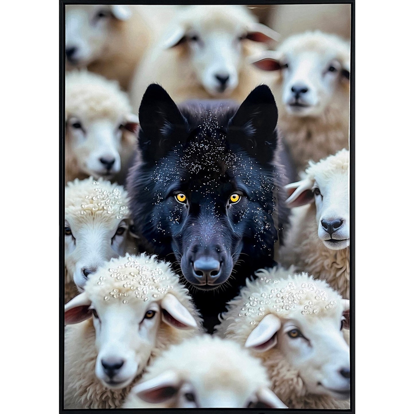Classy Living Dramatic Midnight Among Sheep, Black/White/Ivory/Gray