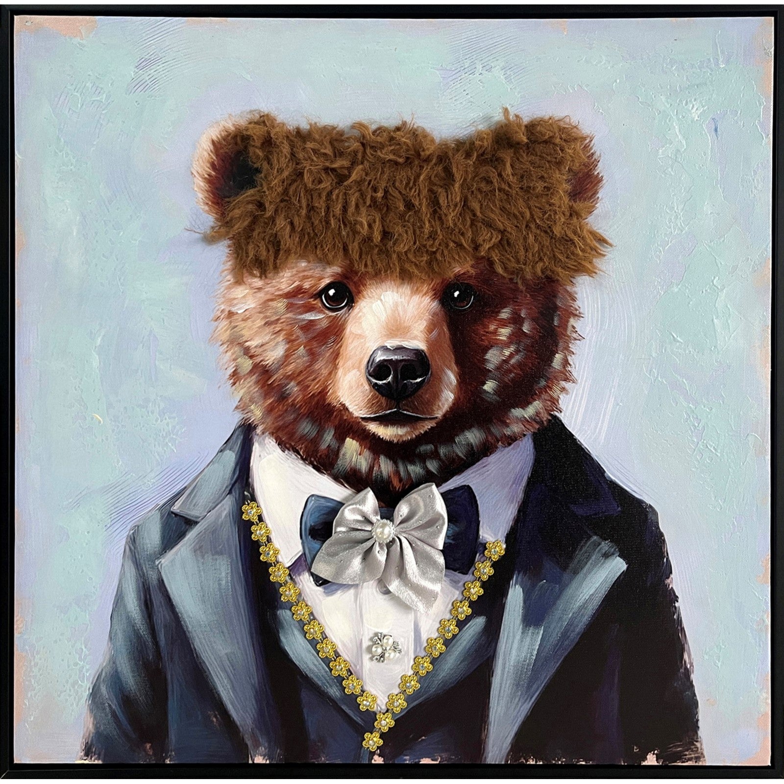 Classy Living Dapper Animal Honor Role II 20"x20", Black/Brown/White/Gold