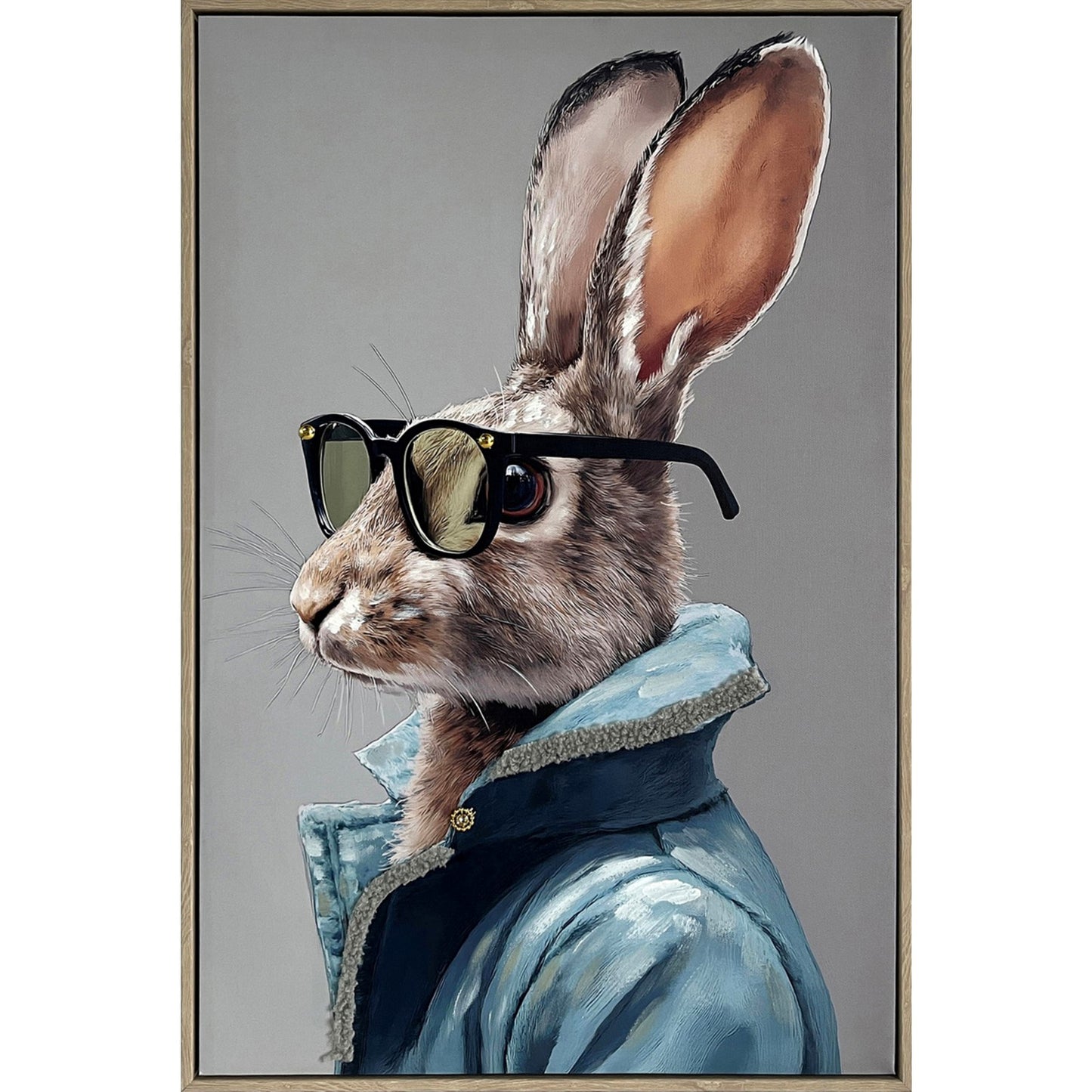 Classy Living Dapper Velvet Hare II 24"x16", Gray/Blue/Black/Tan