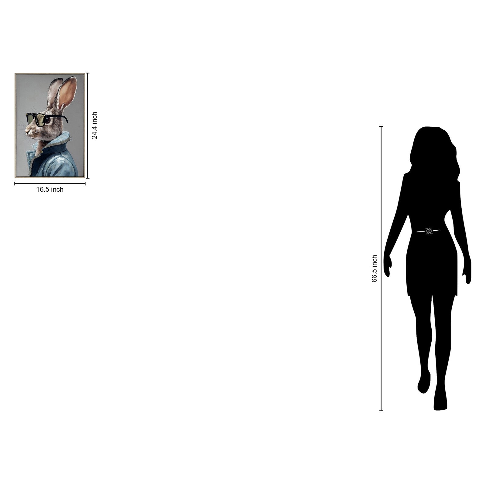 Classy Living Dapper Velvet Hare II 24"x16", Gray/Blue/Black/Tan