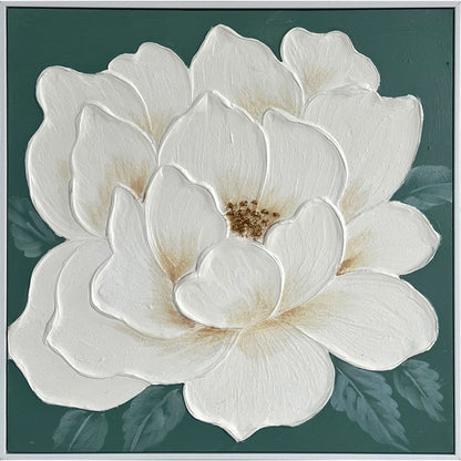 Classy Living Delicate Ivory Bloom II 24"x24", Green/White/Gold/Silver