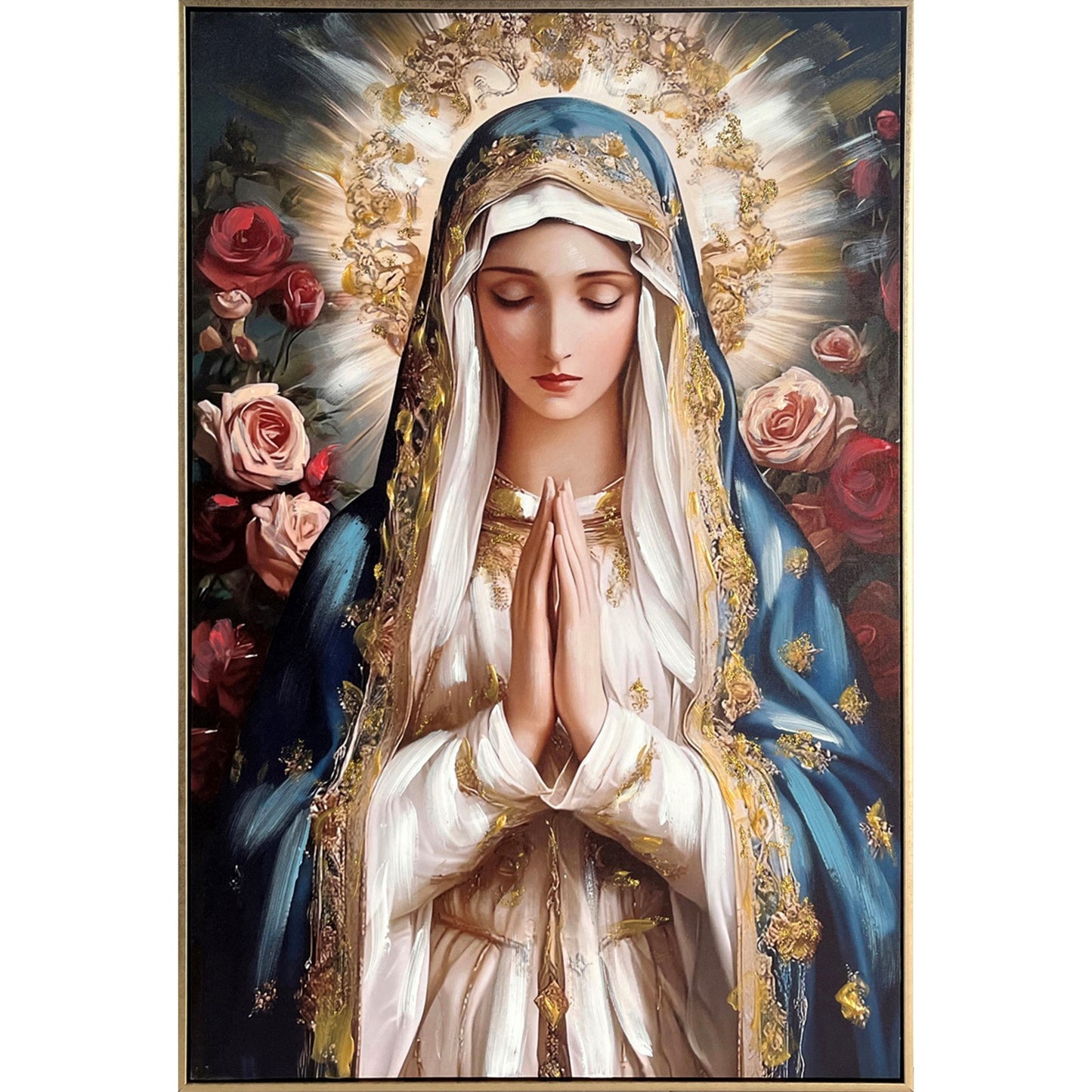 Classy Living Benevolent Sacred Bloom 36"x24", Blue/Ivory/Gold/Black