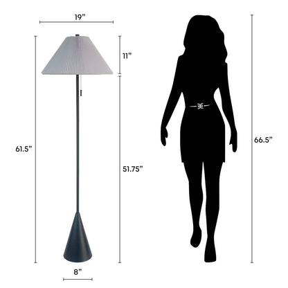 Classy Living Conical Oasis 62"x19" Metal Floor Lamp, Black, Matte Black