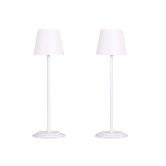 Classy Living Eclipse Aura 5in Rechargeable LED Table Lamp Set of 2 | Modern White Metal and Acrylic | Bedroom Nightstand & Reading | Model BRL3374