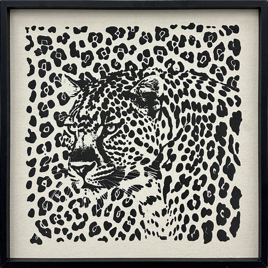 Classy Living Dramatic Shadow Leopard 24"x24" Puff Printed, Black/Ivory