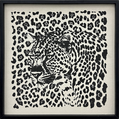 Classy Living Dramatic Shadow Leopard 24"x24" Puff Printed, Black/Ivory