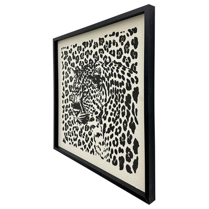Classy Living Dramatic Shadow Leopard 24"x24" Puff Printed, Black/Ivory