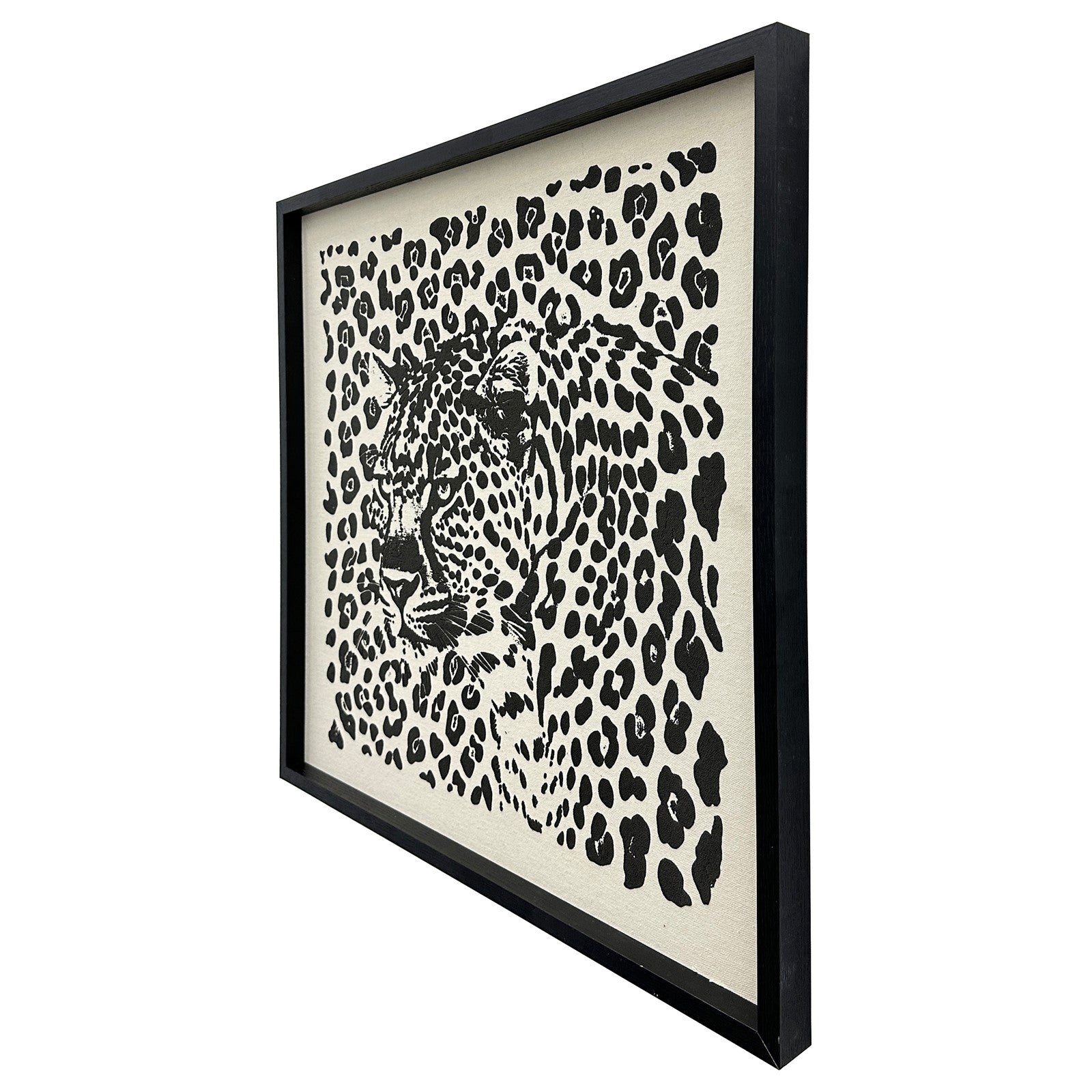 Classy Living Dramatic Shadow Leopard 24"x24" Puff Printed, Black/Ivory