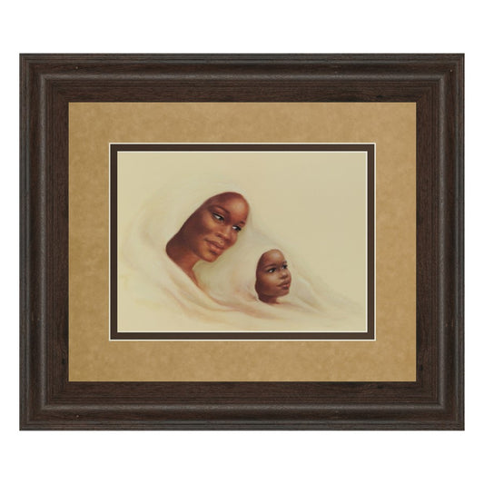 Classy Living Generations Embrace Wall Art 40x34in | Transitional Cinnamon Mocha Frame and Paper Print | Living Room & Bedroom Family | Model DM2076