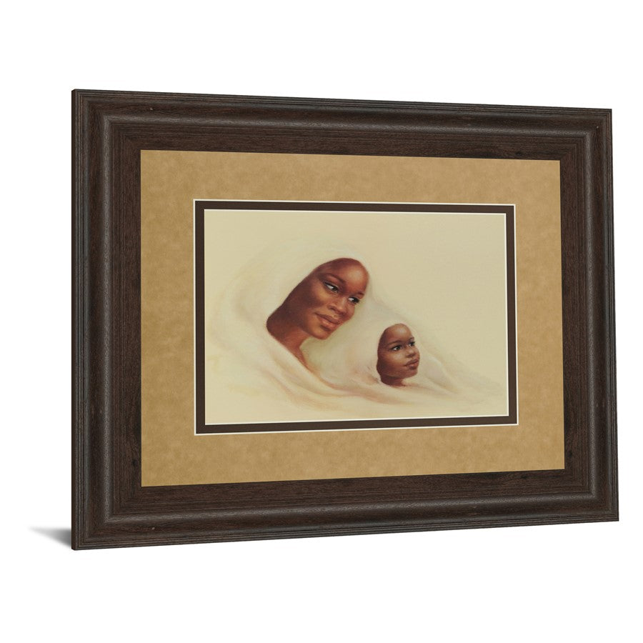 Classy Living Generations Embrace Wall Art 40x34in | Transitional Cinnamon Mocha Frame and Paper Print | Living Room & Bedroom Family | Model DM2076