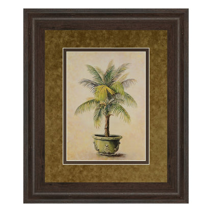 Classy Living Verdant Palm 34x40in Display Wall Art | Transitional Cinnamon Mocha MDF Frame with Real Glass | Living Room & Office Decor | Model DM2158