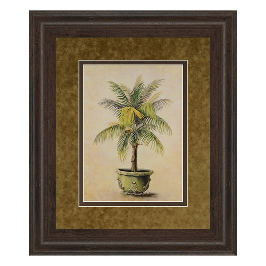 Classy Living Verdant Palm 34x40in Display Wall Art | Transitional Cinnamon Mocha MDF Frame with Real Glass | Living Room & Office Decor | Model DM2158