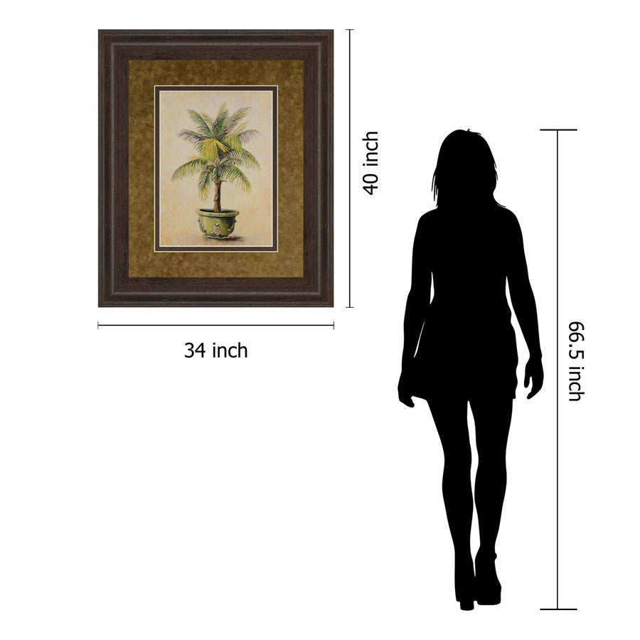 Classy Living Verdant Palm 34x40in Display Wall Art | Transitional Cinnamon Mocha MDF Frame with Real Glass | Living Room & Office Decor | Model DM2158