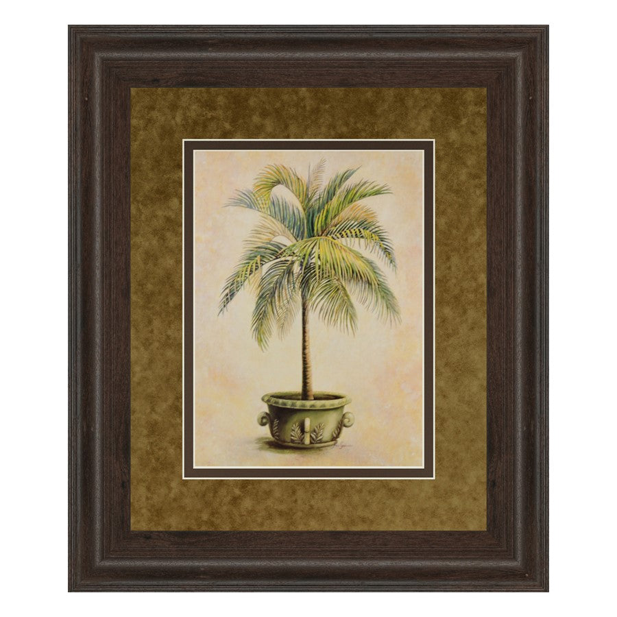 Classy Living Potted Palm Wall Art 34x40in | Transitional Botanical Print in Cinnamon Mocha MDF Frame | Living Room & Bedroom Decor | 1 x | Model DM2159