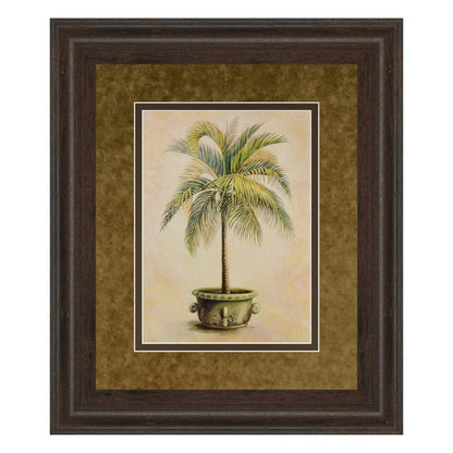 Classy Living Potted Palm Wall Art 34x40in | Transitional Botanical Print in Cinnamon Mocha MDF Frame | Living Room & Bedroom Decor | 1 x | Model DM2159