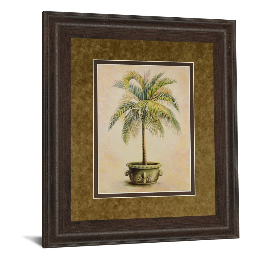 Classy Living Potted Palm Wall Art 34x40in | Transitional Botanical Print in Cinnamon Mocha MDF Frame | Living Room & Bedroom Decor | 1 x | Model DM2159