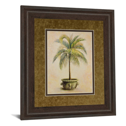 Classy Living Potted Palm Wall Art 34x40in | Transitional Botanical Print in Cinnamon Mocha MDF Frame | Living Room & Bedroom Decor | 1 x | Model DM2159