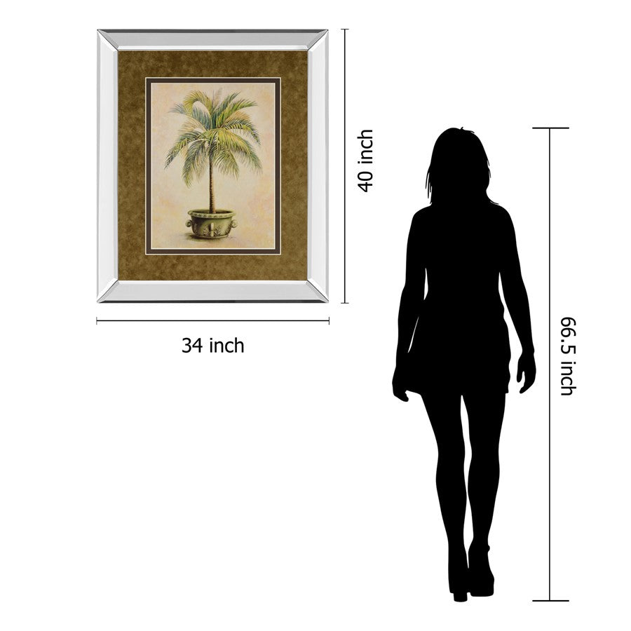 Classy Living Potted Palm Mirrored Wall Art 34x40in | Transitional Polystyrene/Mirror Frame | Living Room, Bedroom & Office Decor | 34 x | Model DM2159MF