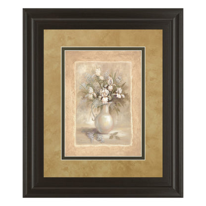 Classy Living White Bouquet 34x40in Wall Art | Transitional Floral Framed Print, Dark Chocolate Frame | Living Room, Bedroom & Office Decor | Model DM2163