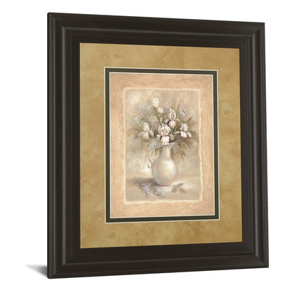 Classy Living White Bouquet 34x40in Wall Art | Transitional Floral Framed Print, Dark Chocolate Frame | Living Room, Bedroom & Office Decor | Model DM2163