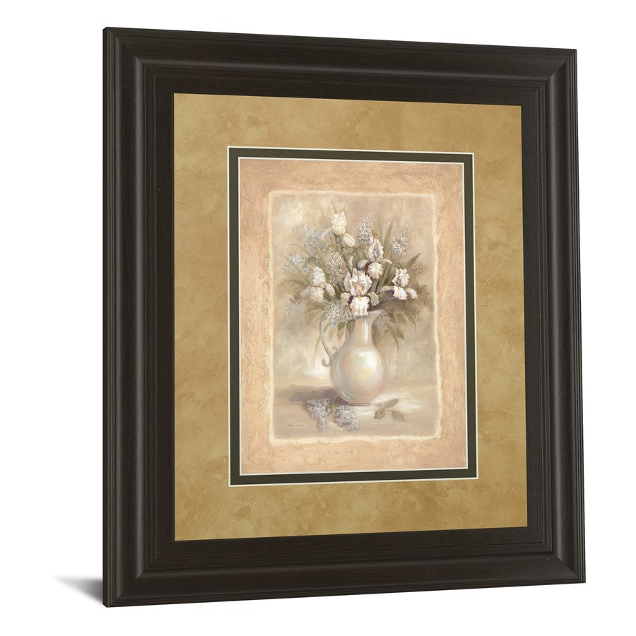 Classy Living White Bouquet 34x40in Wall Art | Transitional Floral Framed Print, Dark Chocolate Frame | Living Room, Bedroom & Office Decor | Model DM2163