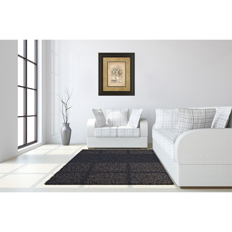 Classy Living White Bouquet 34x40in Wall Art | Transitional Floral Framed Print, Dark Chocolate Frame | Living Room, Bedroom & Office Decor | Model DM2163
