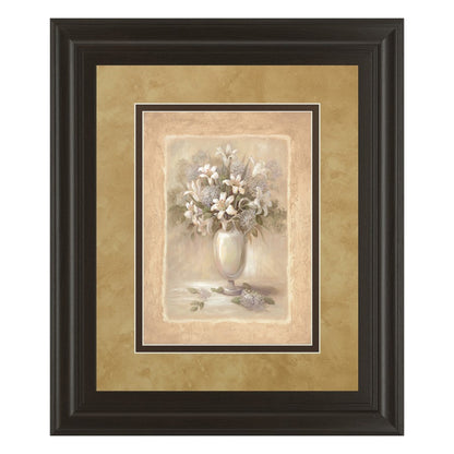 Classy Living White Bounty II 34x40in Wall Art | Transitional Botanical Framed Print on Paper in Dark Chocolate MDF | Living Room & Bedroom | Model DM2164