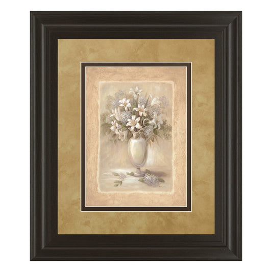 Classy Living White Bounty II 34x40in Wall Art | Transitional Botanical Framed Print on Paper in Dark Chocolate MDF | Living Room & Bedroom | Model DM2164