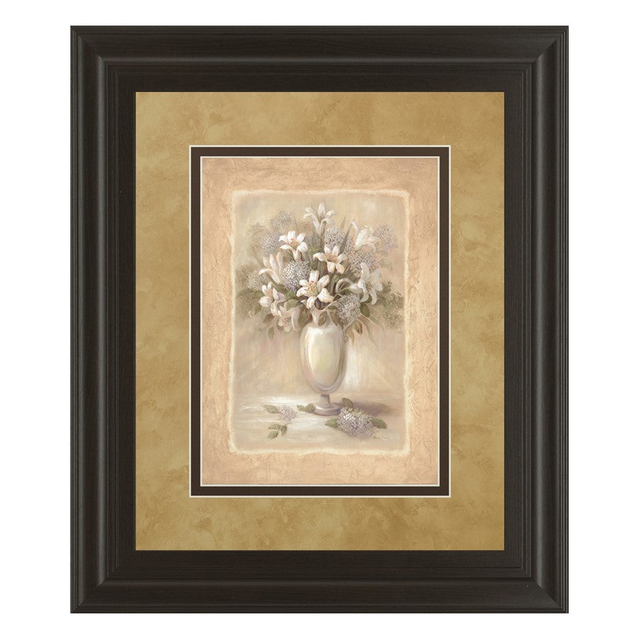 Classy Living White Bounty II 34x40in Wall Art | Transitional Botanical Framed Print on Paper in Dark Chocolate MDF | Living Room & Bedroom | Model DM2164