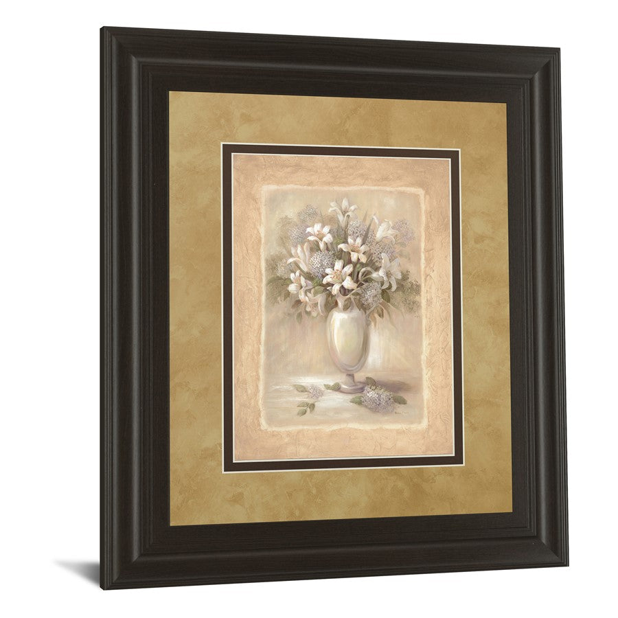 Classy Living White Bounty II 34x40in Wall Art | Transitional Botanical Framed Print on Paper in Dark Chocolate MDF | Living Room & Bedroom | Model DM2164