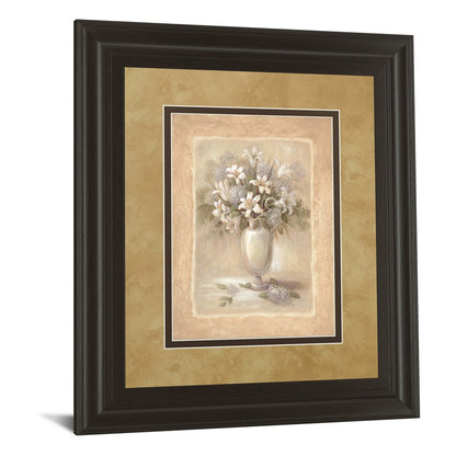 Classy Living White Bounty II 34x40in Wall Art | Transitional Botanical Framed Print on Paper in Dark Chocolate MDF | Living Room & Bedroom | Model DM2164