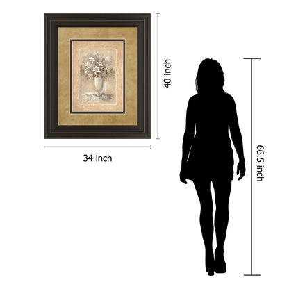 Classy Living White Bounty II 34x40in Wall Art | Transitional Botanical Framed Print on Paper in Dark Chocolate MDF | Living Room & Bedroom | Model DM2164