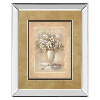 Classy Living White Bounty II 34x40in Mirrored Wall Art | Transitional Floral Botanical with Real Glass | Living Room & Office Decor | 34 | Model DM2164MF