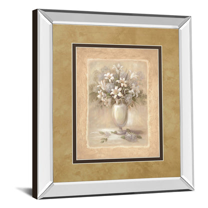 Classy Living White Bounty II 34x40in Mirrored Wall Art | Transitional Floral Botanical with Real Glass | Living Room & Office Decor | 34 | Model DM2164MF