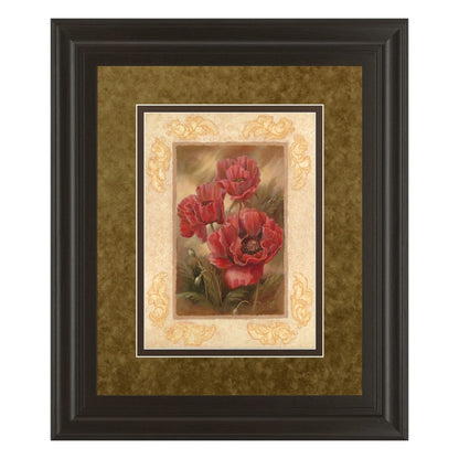 Classy Living Daphne's Poppies Wall Art 34x40in | Rectangular Transitional Multicolor on Dark Chocolate MDF Frame | Living Room & Bedroom | Model DM2170