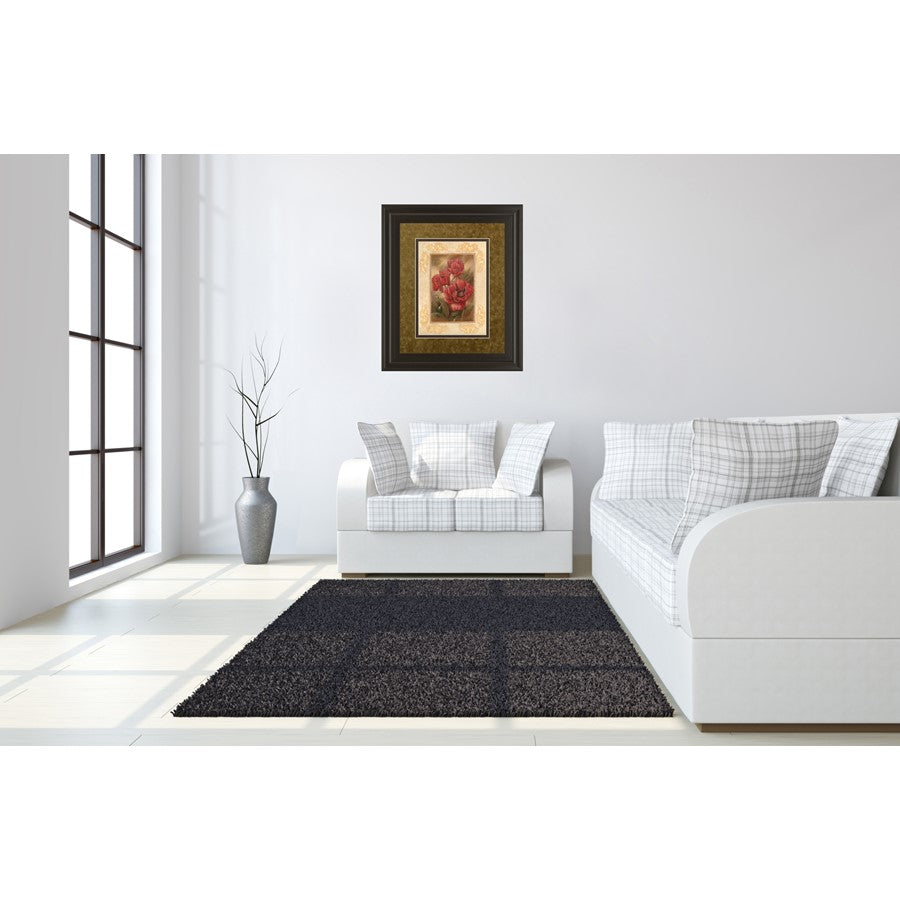 Classy Living Daphne's Poppies Wall Art 34x40in | Rectangular Transitional Multicolor on Dark Chocolate MDF Frame | Living Room & Bedroom | Model DM2170