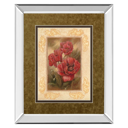 Classy Living Daphne's Poppies Wall Art 34x40in | Transitional Botanical Graphic Art with Mirrored Frame | Living Room & Office Decor | Model DM2170MF