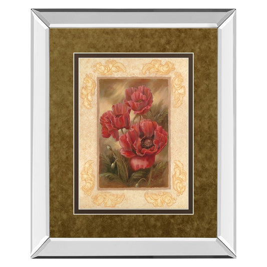 Classy Living Daphne's Poppies Wall Art 34x40in | Transitional Botanical Graphic Art with Mirrored Frame | Living Room & Office Decor | Model DM2170MF