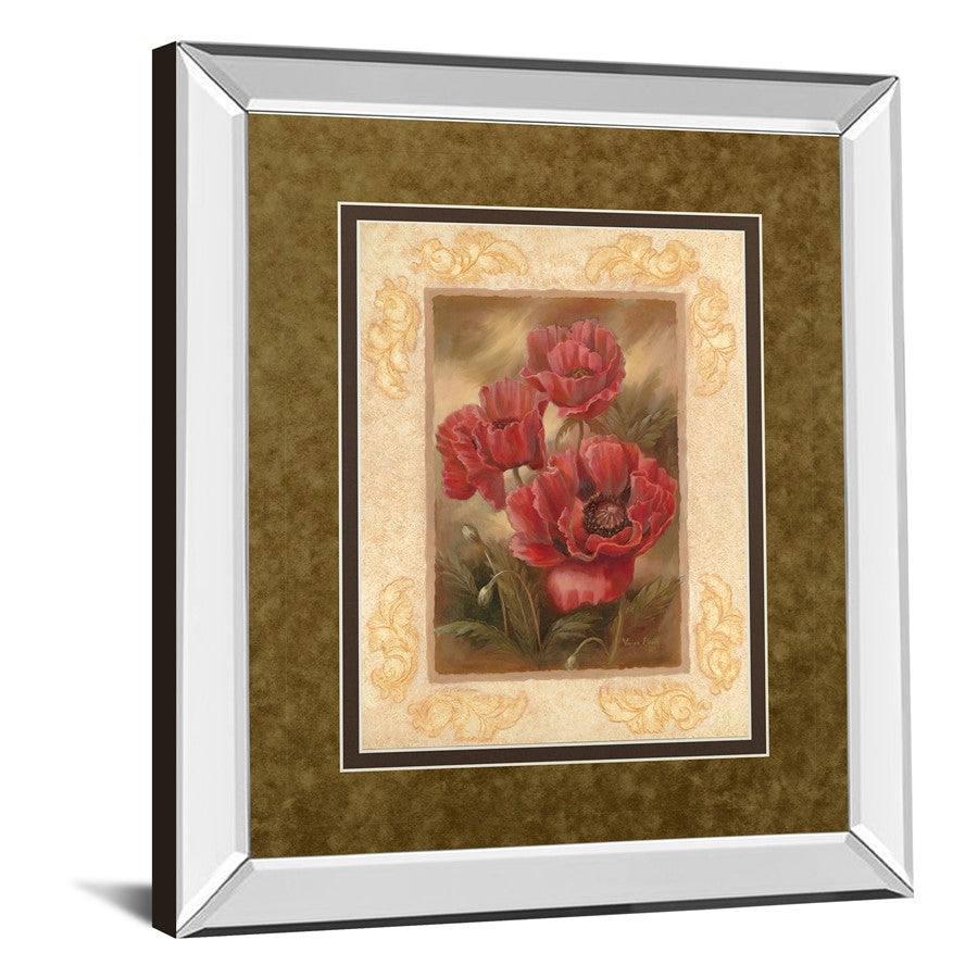 Classy Living Daphne's Poppies Wall Art 34x40in | Transitional Botanical Graphic Art with Mirrored Frame | Living Room & Office Decor | Model DM2170MF