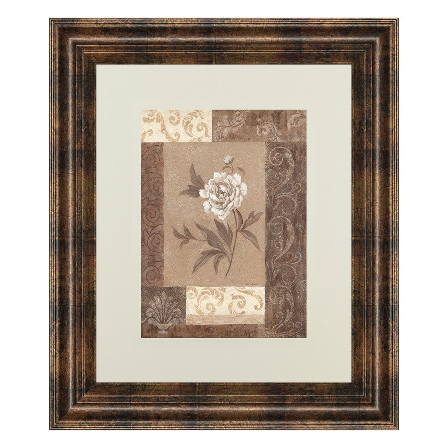 Classy Living Peony Elegance 34x40in Wall Art | Transitional Dark Chocolate MDF Frame with Real Glass | Living Room & Bedroom Botanical | Model DM2172