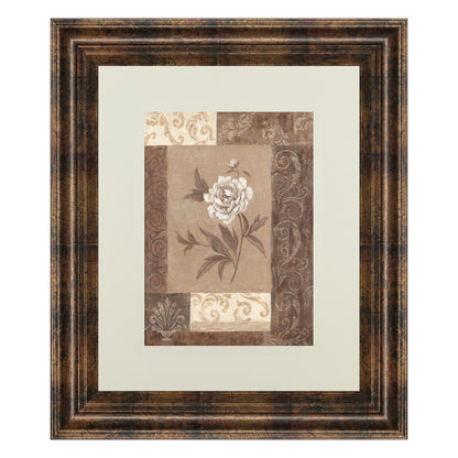 Classy Living Peony Elegance 34x40in Wall Art | Transitional Dark Chocolate MDF Frame with Real Glass | Living Room & Bedroom Botanical | Model DM2172