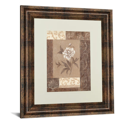 Classy Living Peony Elegance 34x40in Wall Art | Transitional Dark Chocolate MDF Frame with Real Glass | Living Room & Bedroom Botanical | Model DM2172