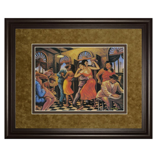 Classy Living Roadhouse Rhythm 40x34in Framed Wall Art | Contemporary Music Scene with Dark Chocolate Frame | Living Room & Office Decor | Model DM2188