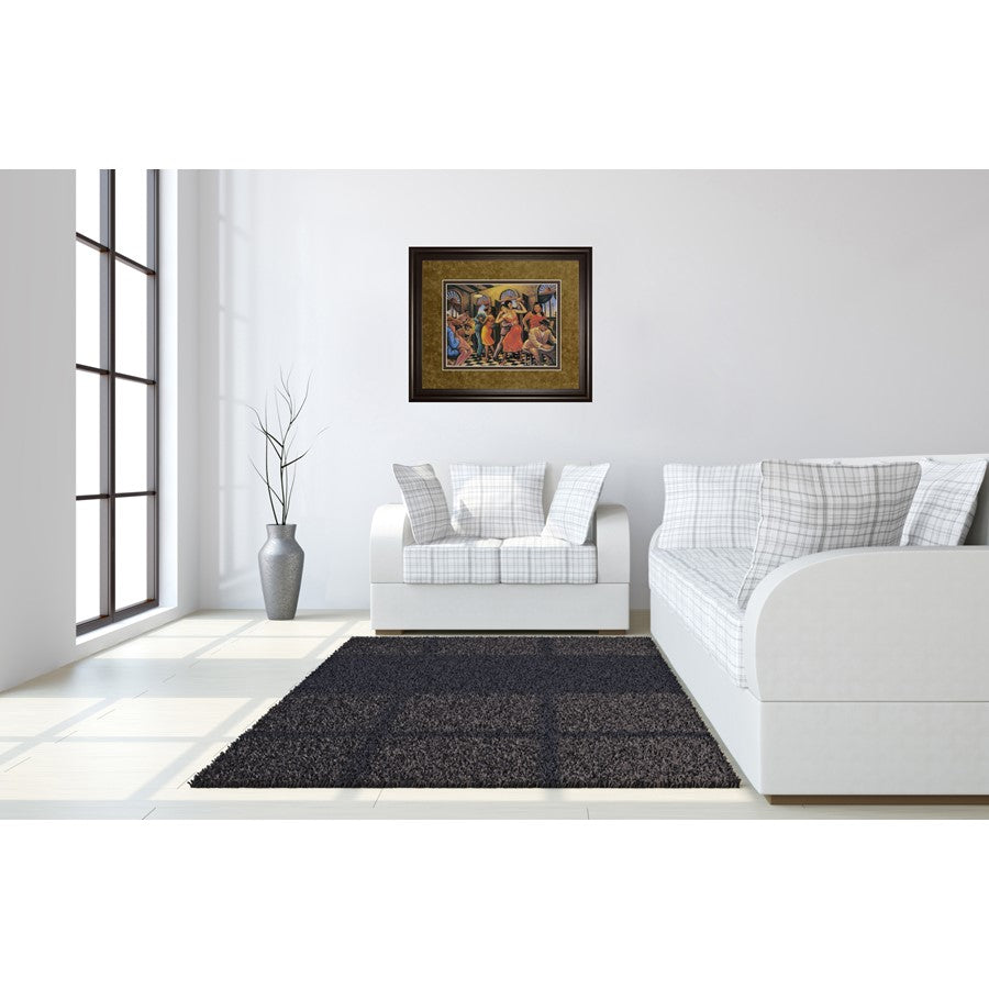 Classy Living Roadhouse Rhythm 40x34in Framed Wall Art | Contemporary Music Scene with Dark Chocolate Frame | Living Room & Office Decor | Model DM2188