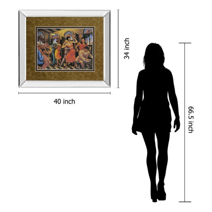 Classy Living Roadhouse Rhythm Wall Art 40x34in | Contemporary Mirrored Frame and Multicolor Paper Print | Living Room & Entertainment | Model DM2188MF