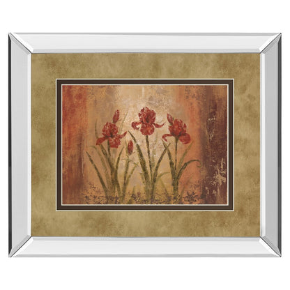 Classy Living Iris Elegance Wall Art 40x34in | Transitional Mirrored Frame Botanical Print | Living Room, Bedroom & Office Decor | 40 x | Model DM2190MF