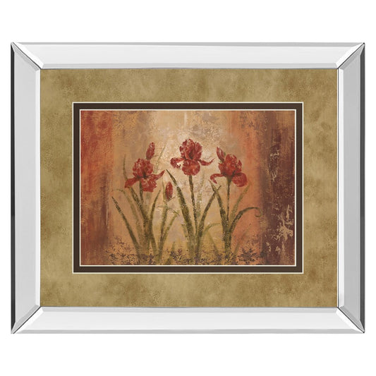 Classy Living Iris Elegance Wall Art 40x34in | Transitional Mirrored Frame Botanical Print | Living Room, Bedroom & Office Decor | 40 x | Model DM2190MF